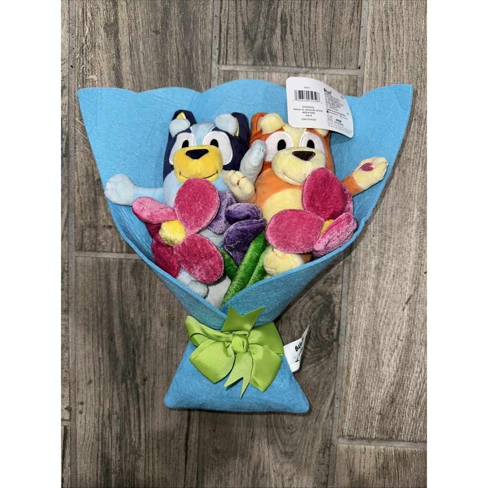 Bluey And Bingo 14" Plush Floral Bouquet Removable‎ Figures & Flowers NWT